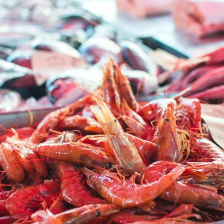 Raw red prawns for sale